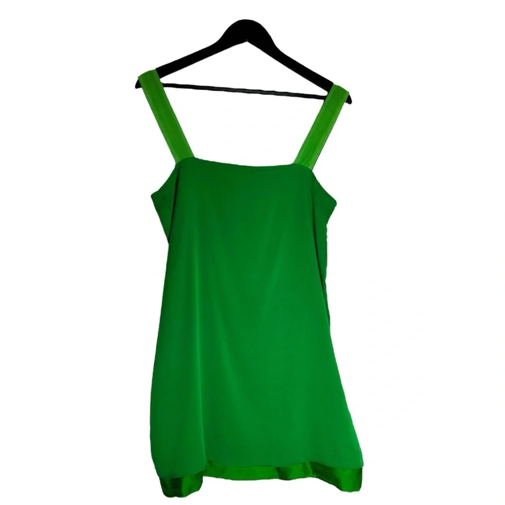 Alice + Olivia Green Tank Silk Mini Dress / Top Size Medium | Vintage Y2K - Picture 3 of 12